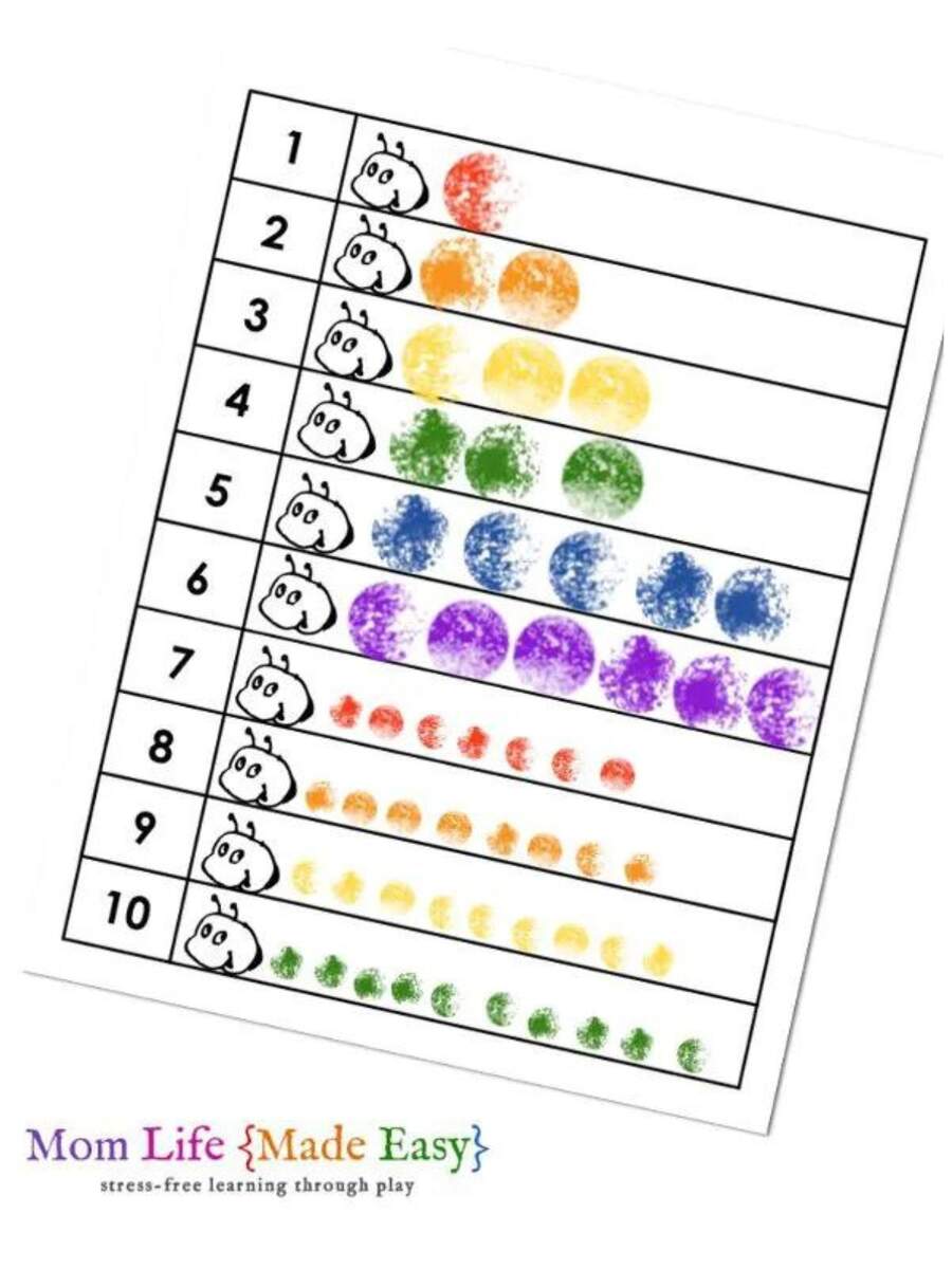 Caterpillar Dot Marker Printable Math Activity Early Math Skills