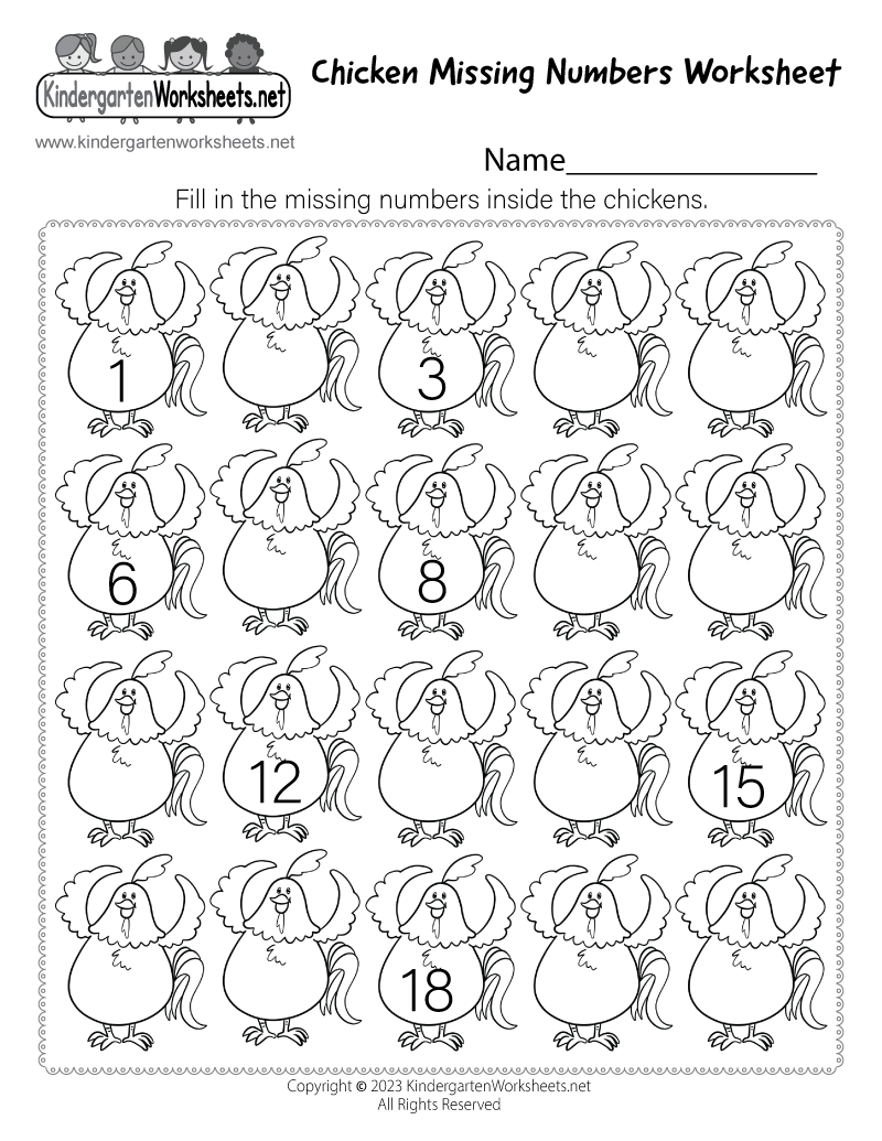 Chicken Missing Numbers Worksheet Free Printable Digital PDF