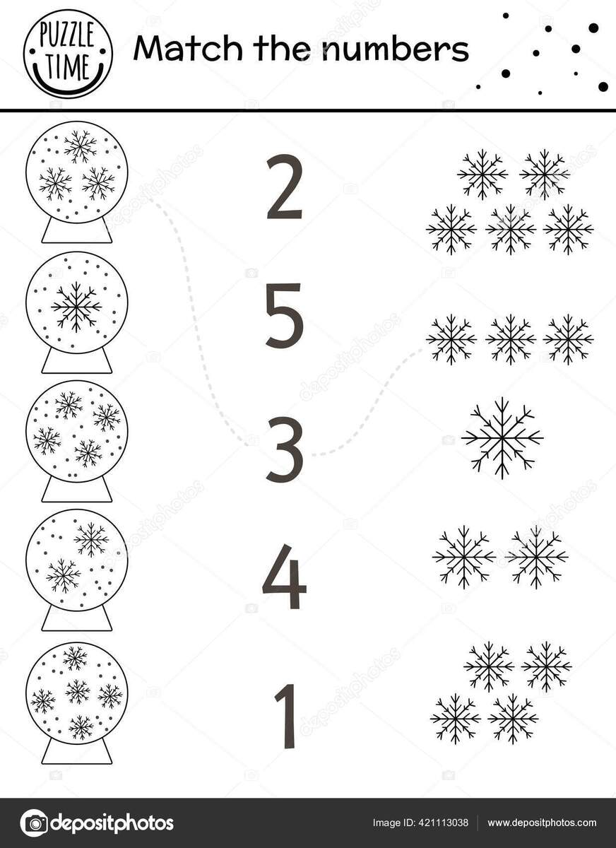 Christmas Black White Matching Game Snow Globes Snowflakes Winter Math Stock Vector By LexiClaus 421113038