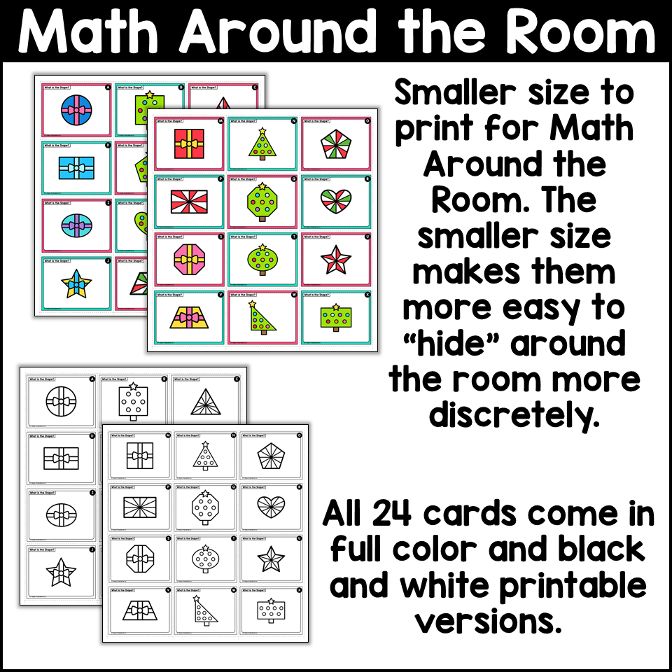 Christmas Math Around The Room Shapes Printable Task Card Activity Made By Teachers