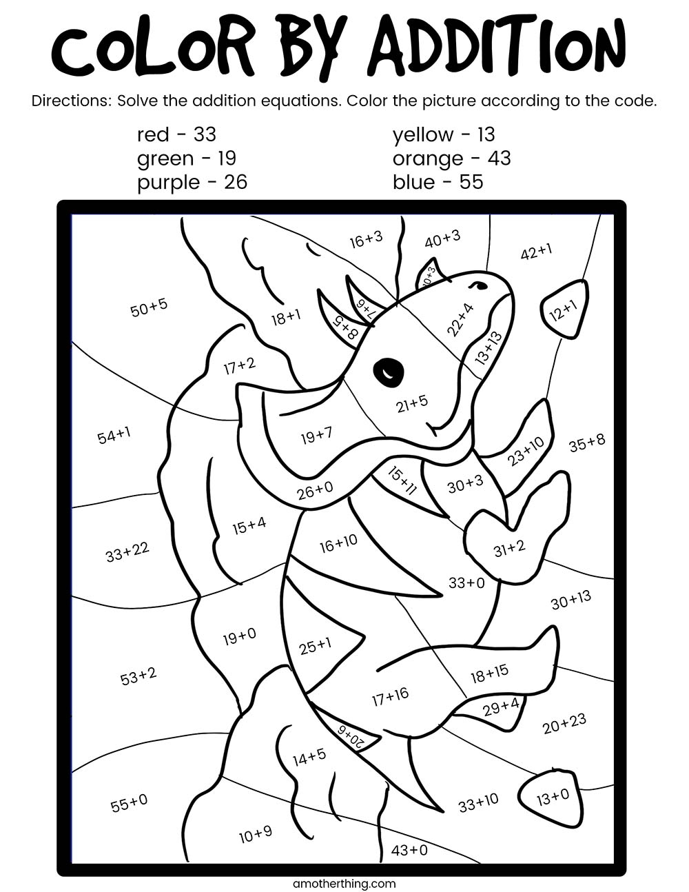 Color By Addition Dinosaur Workbook It S A Mother Thing Color By Addition Dinosaur Workbook It S A Mother Thing