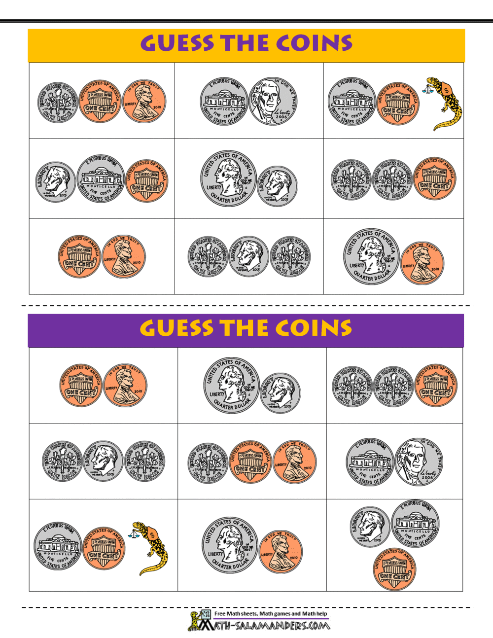 Counting Money Worksheets