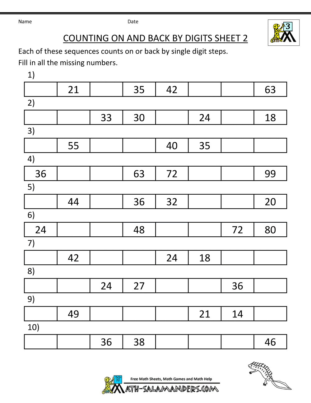 Counting On And Back Worksheets 3rd Grade Math Quiz Interactive Exercise For Grade 3 Worksheets Library