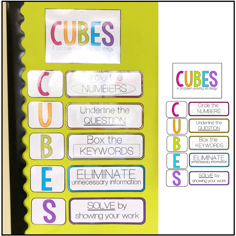CUBES Problem Solving Strategy Poster Math Posters Shop Sweet Tooth Teaching