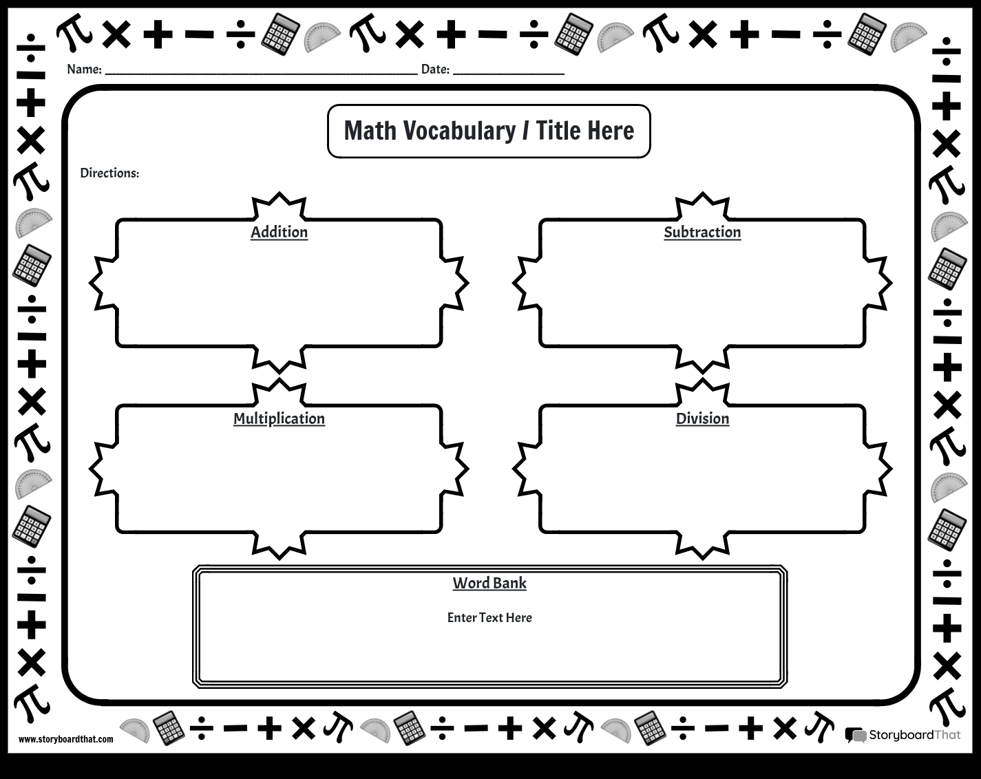 Custom Math Vocabulary Worksheets Free And Printable Worksheets Library