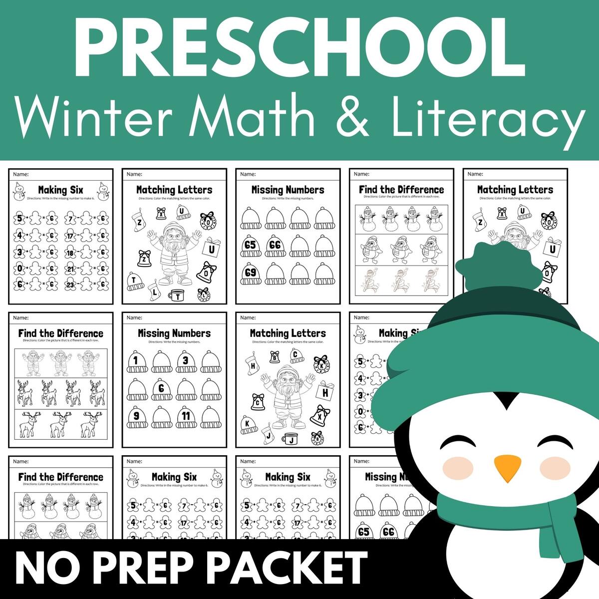 December Winter Math And Literacy Packet NO PREP Preschool Made By Teachers