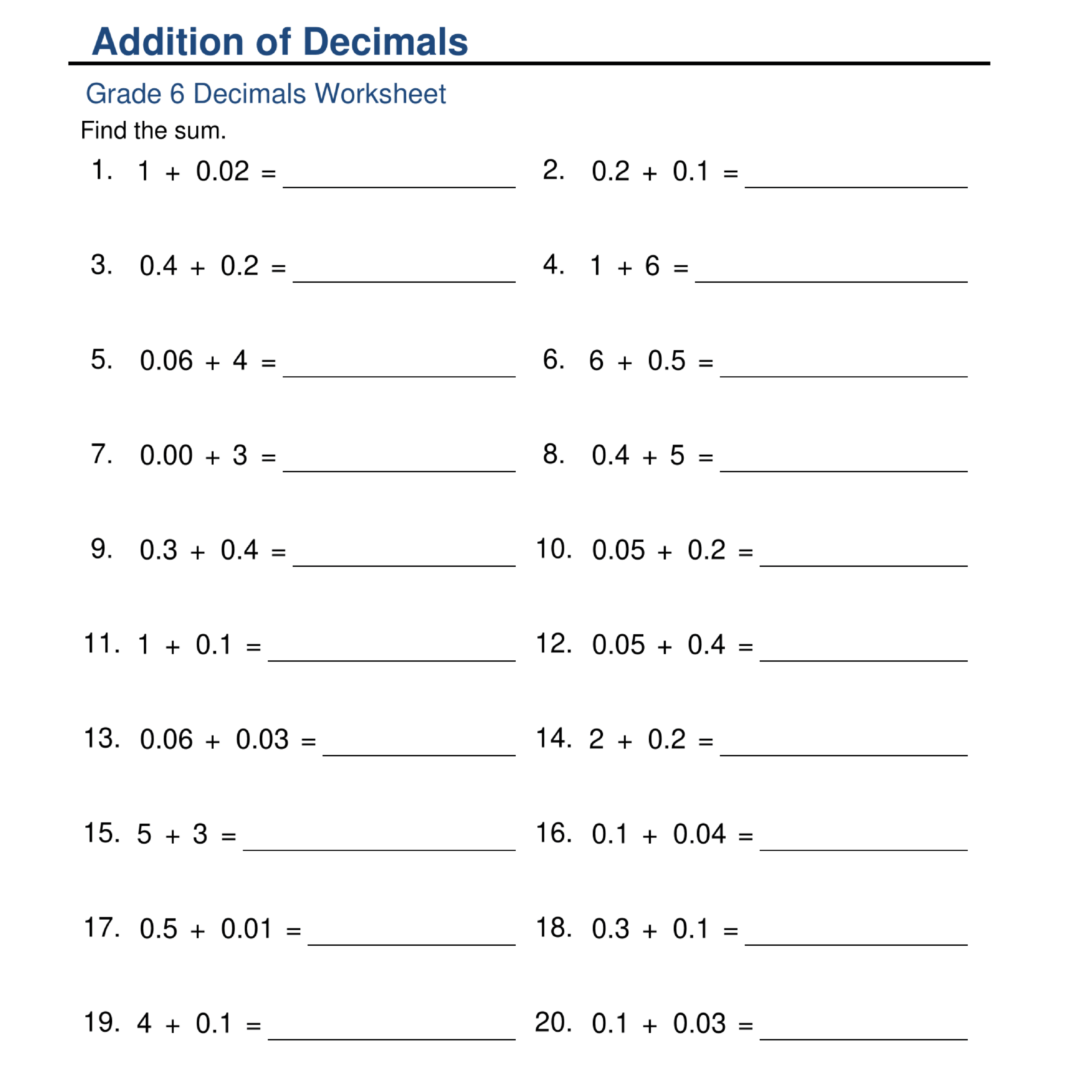 Decimals Addition And Subtraction Worksheets Made By Teachers