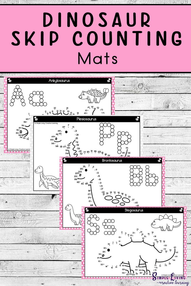 Dinosaur Dot To Dot Skip Counting Mats Simple Living Creative Learning Dinosaur Skip Counting Puzzle Montessori Learning Game Digital Download Etsy