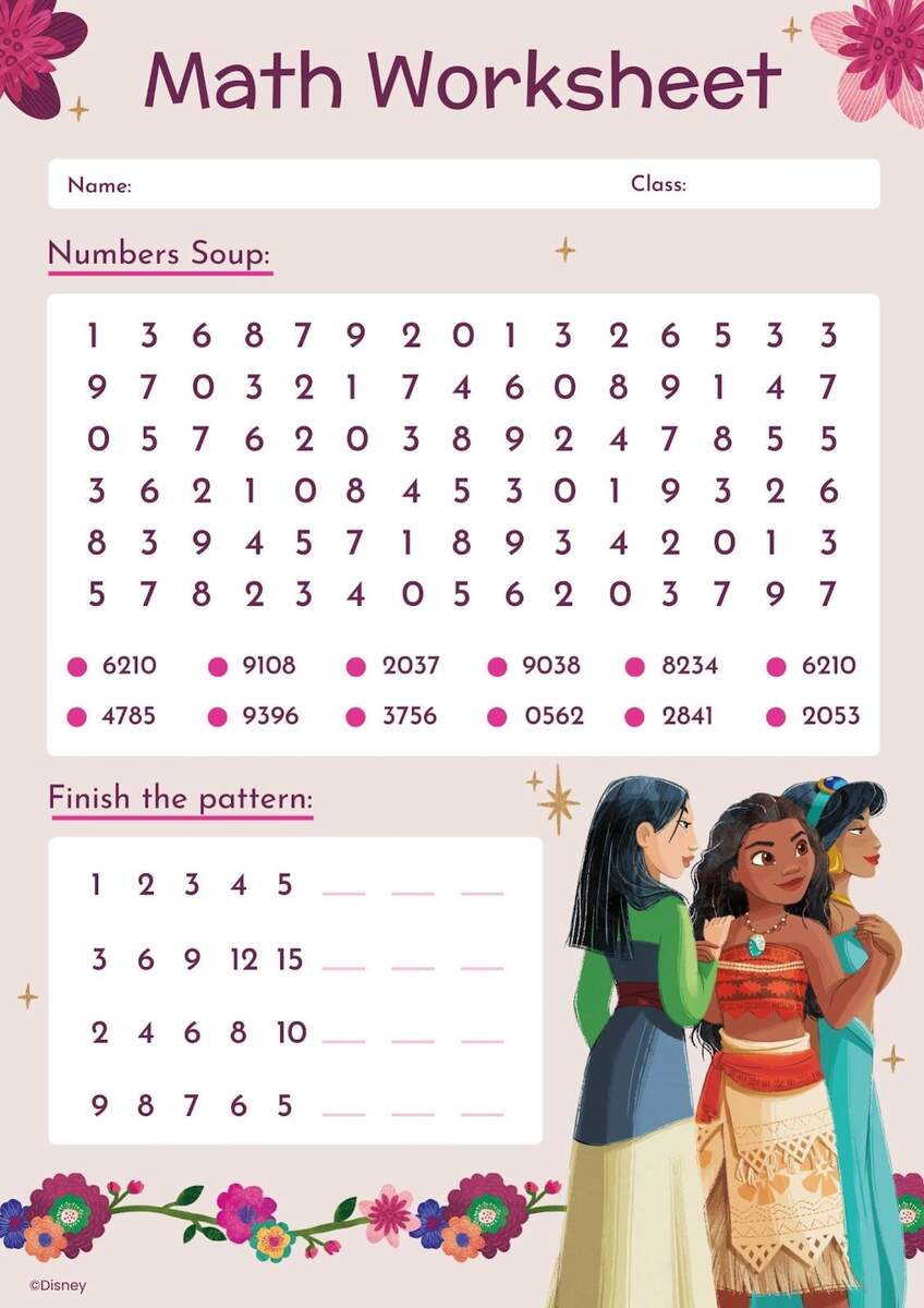 Free Printable Disney Princess Worksheets For Preschoolers