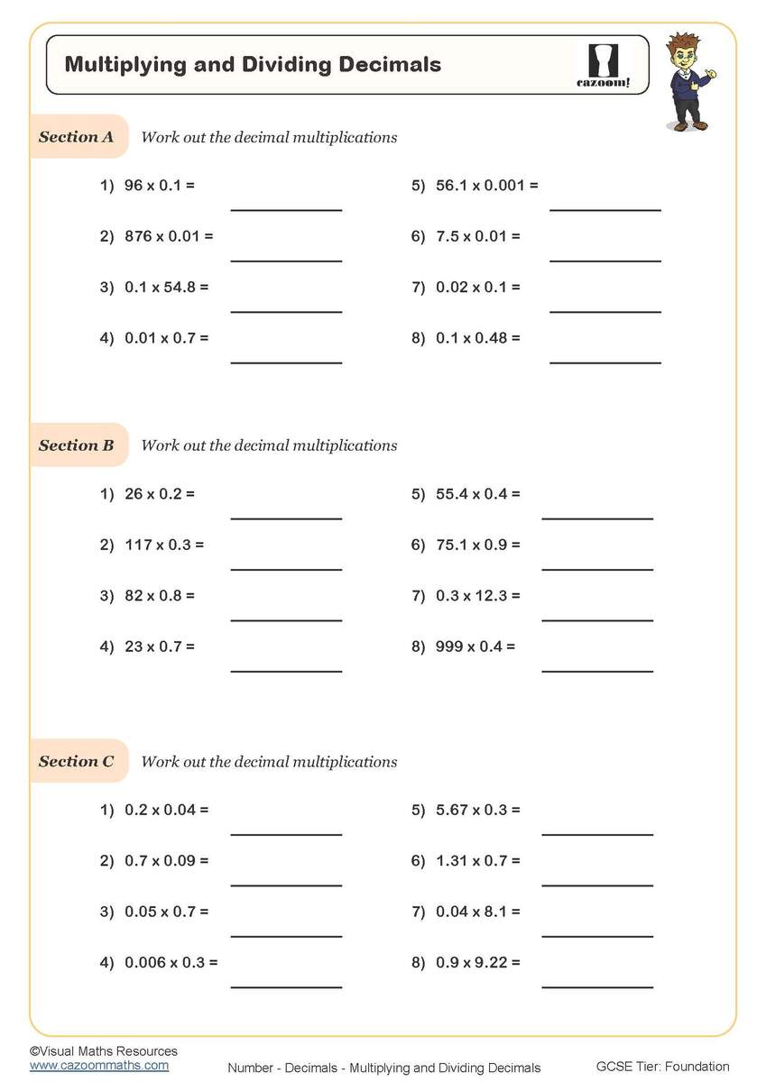 Dividing Decimals PDF Printable Worksheet Dividing Decimals PDF Printable Worksheet