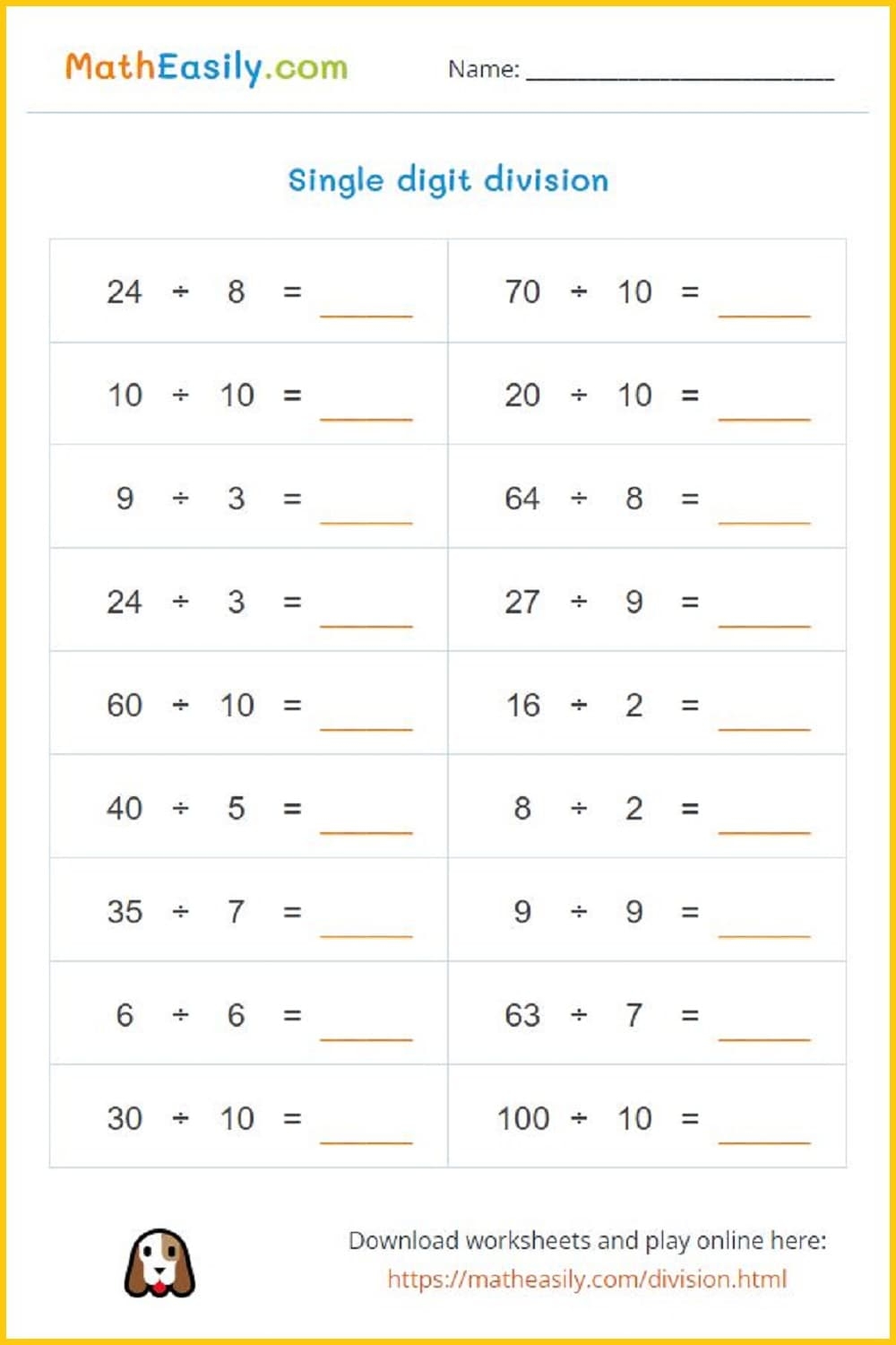 Division Worksheets PDF Free Download Division Worksheets PDF Free Download