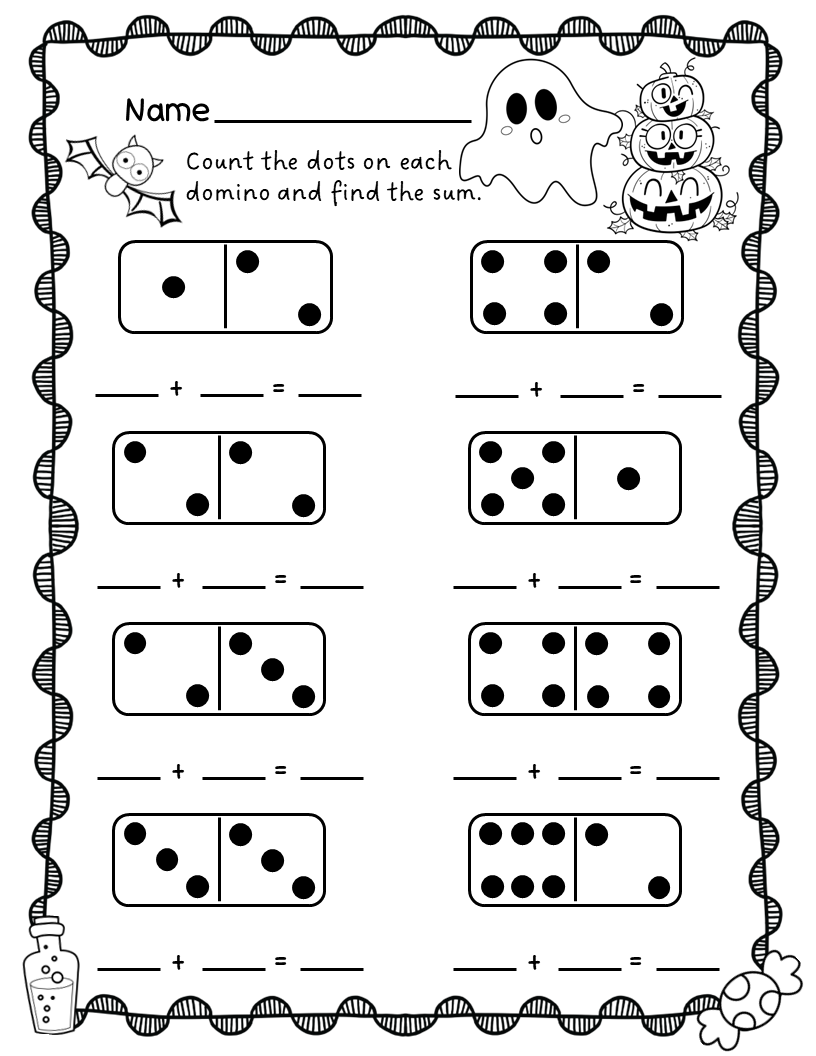 Domino Addition Worksheets Halloween Addition Within 10 Made By Teachers Domino Addition Worksheets Simple Living Creative Learning