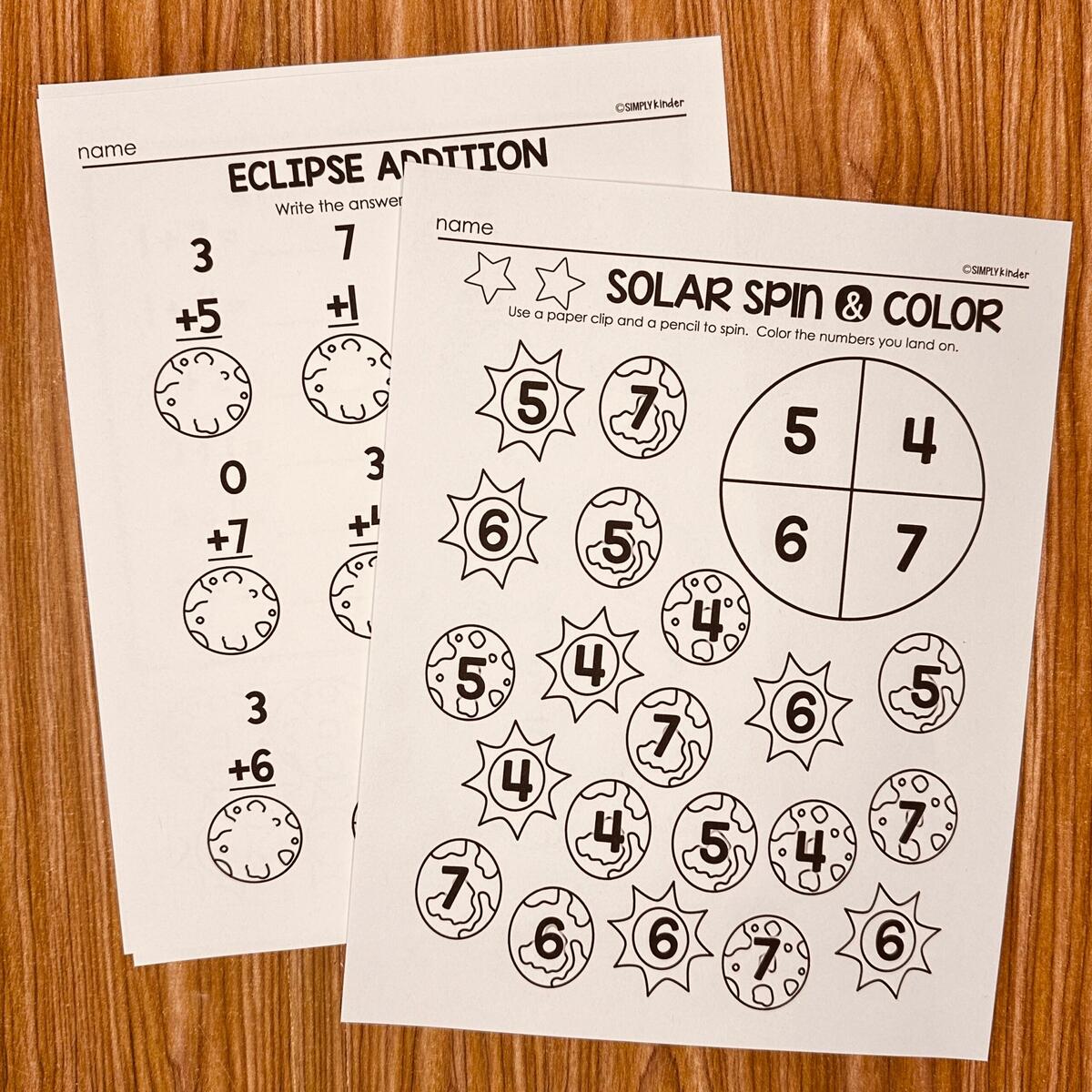 Eclipse Math Activities Simply Kinder Printable Membership