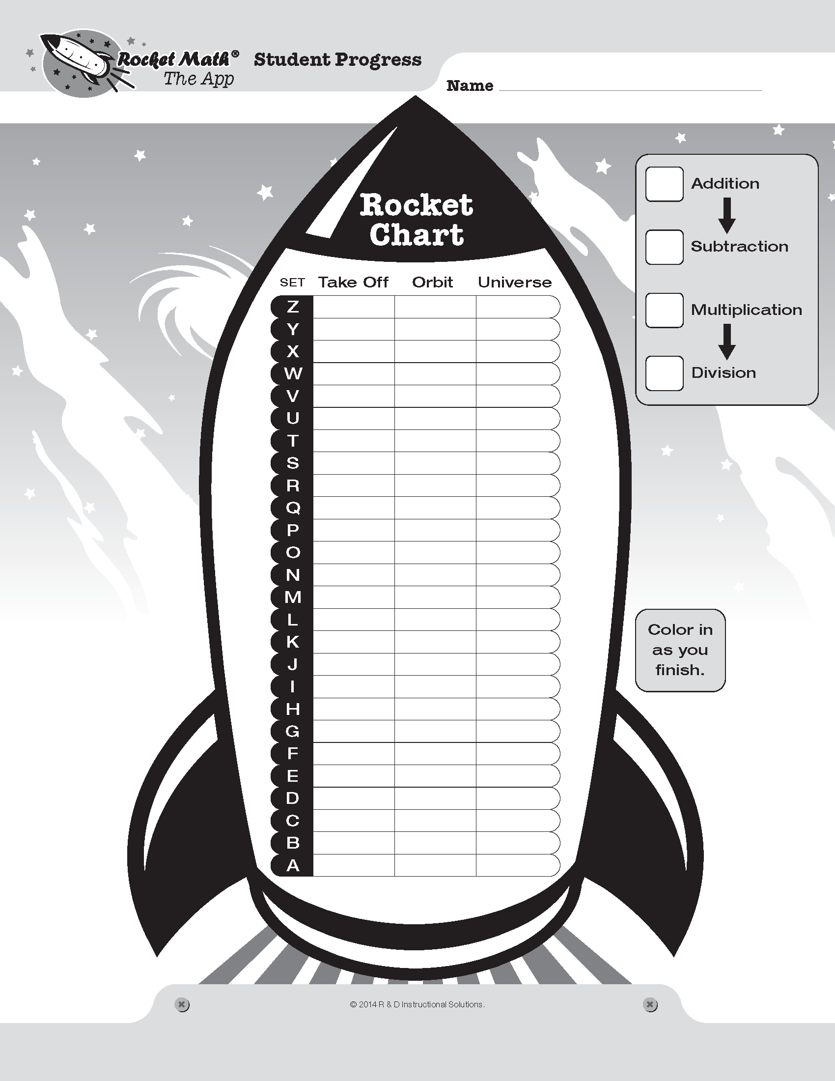 Educator Resources Rocket Math Multiplication 0 Through 9s Learning Track Rocket Math