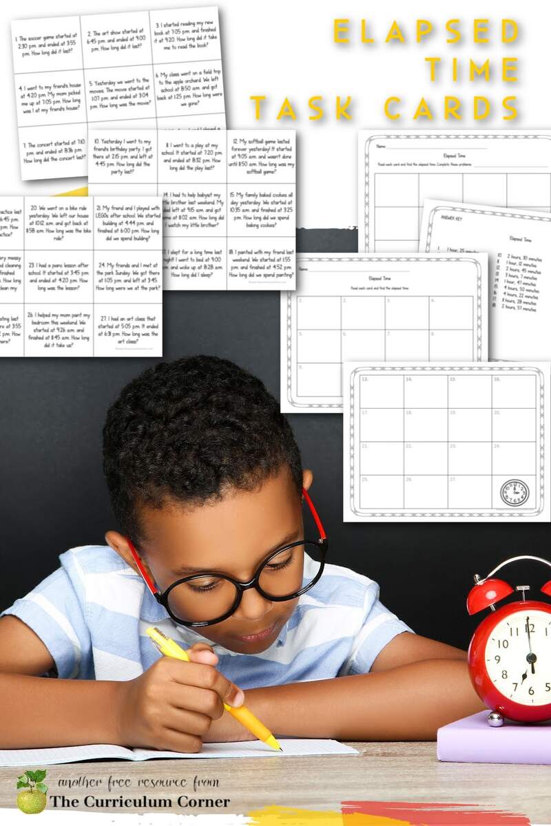 Elapsed Time Task Cards The Curriculum Corner 123