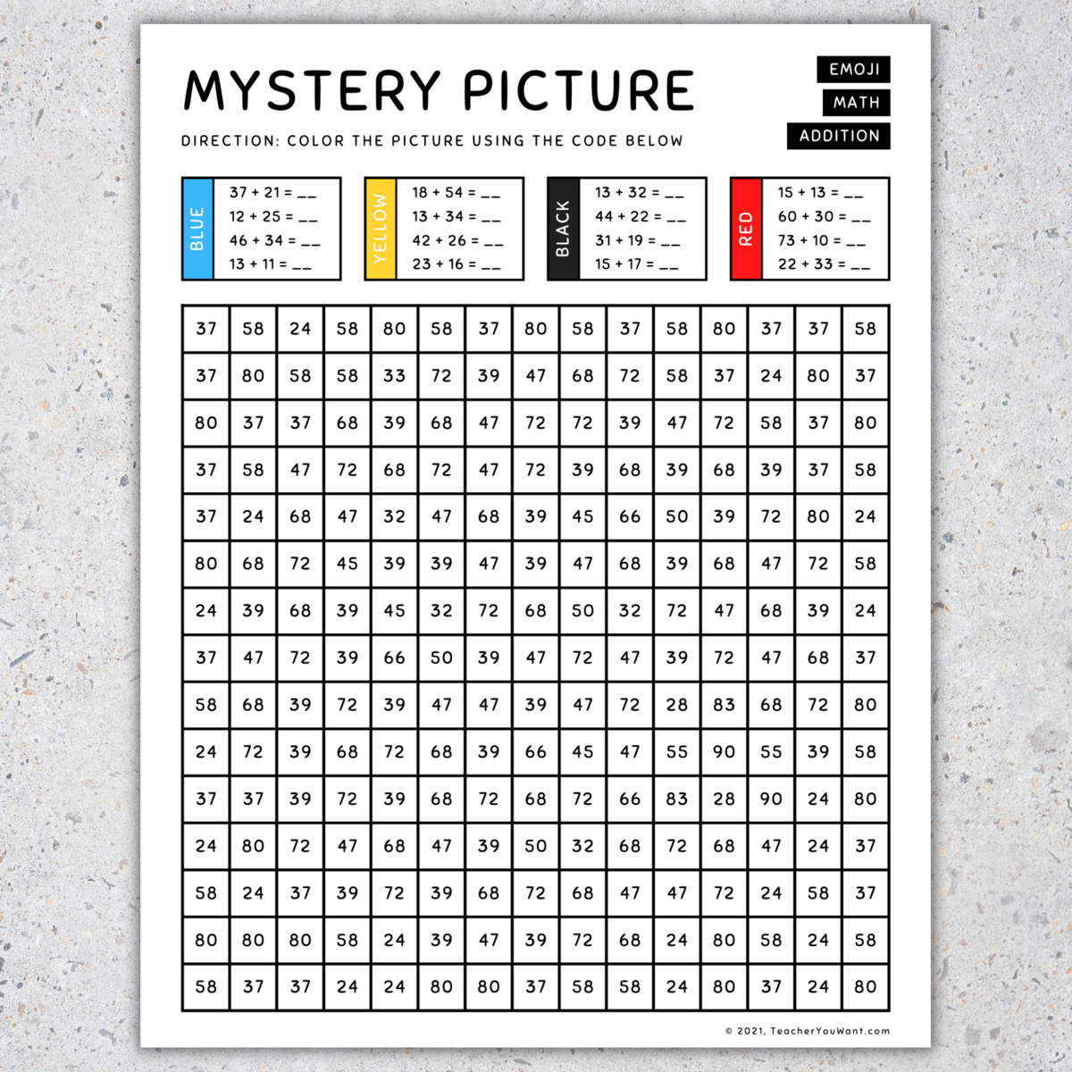 Christmas Math Mystery Pictures Grade 4 Addition Subtraction Multiplication Division Made By Teachers