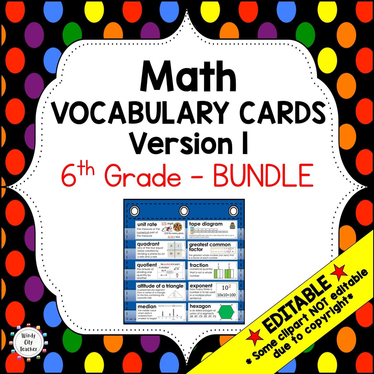 Engage NY 6th Grade Math Vocabulary Word Wall BUNDLE Modules 1 6 Etsy