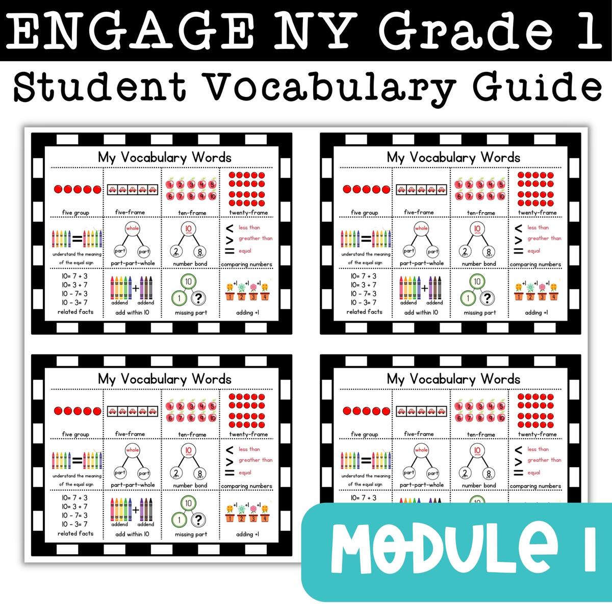 Engage NY Grade 1 Module Math Vocabulary Classful Engage NY Grade 1 Module Math Vocabulary Classful