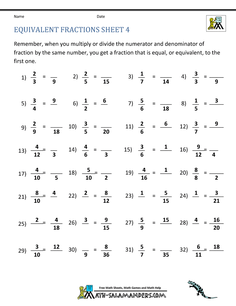 Equivalent Fractions Finding And Writing Equal Fractions Free Printables Lettering SVG Files Tools Apps