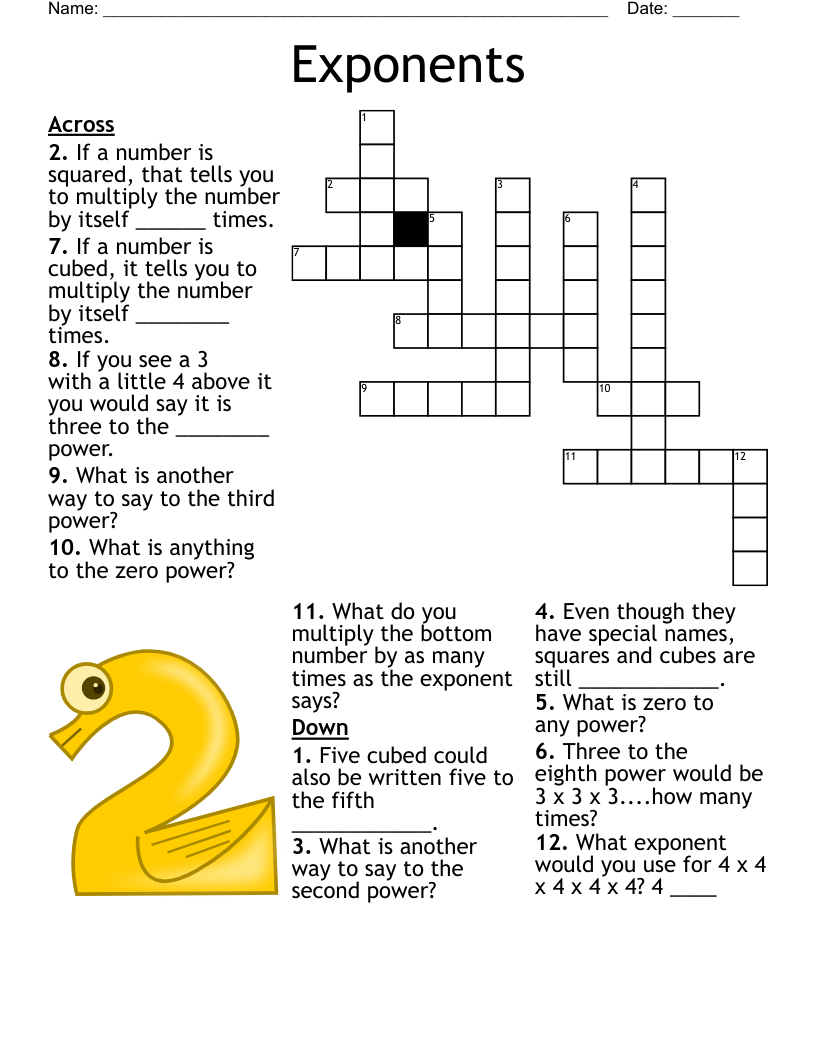Exponents Crossword WordMint Exponents Crossword WordMint