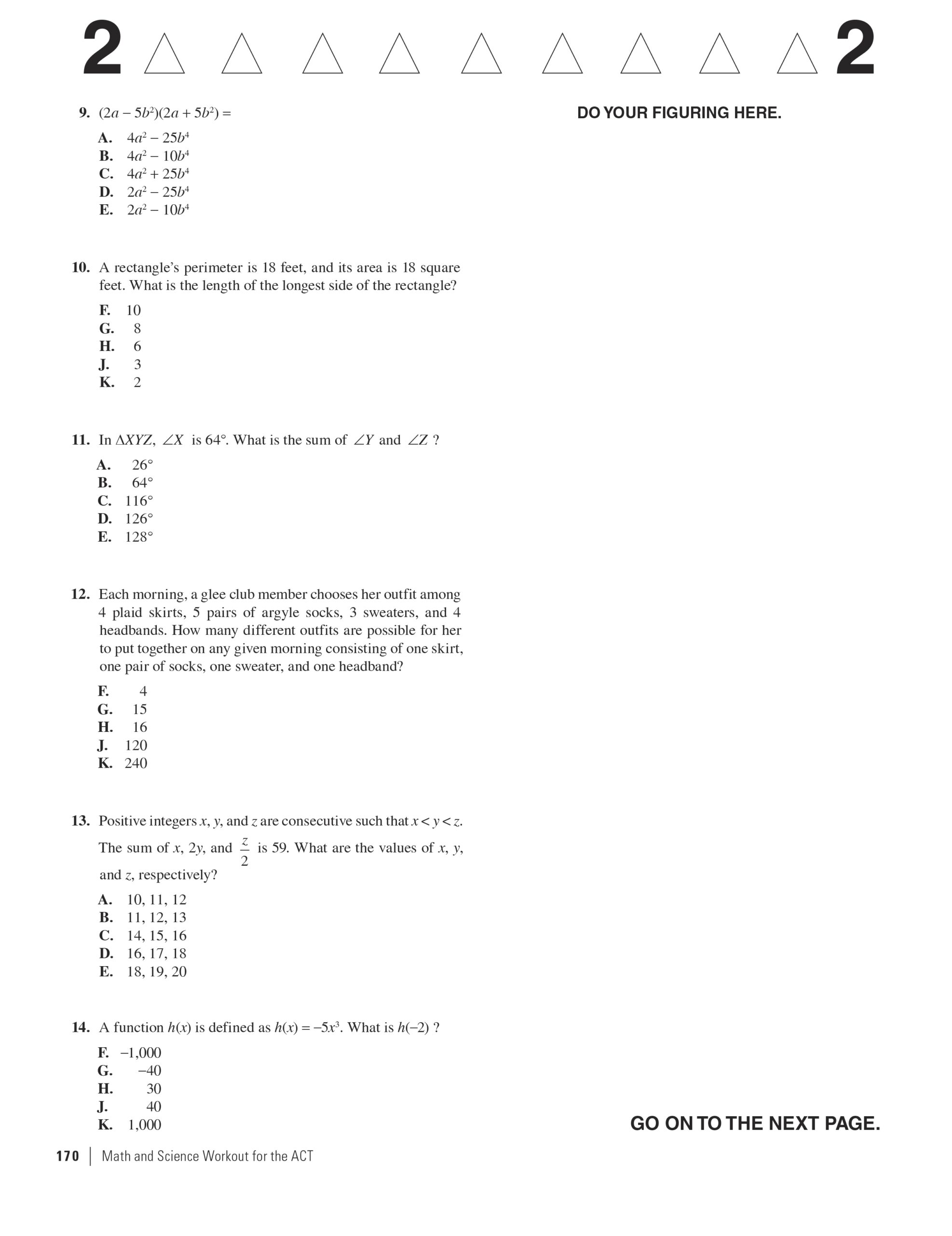 Extended Ebook Content For Math And Science Workout For The ACT 3rd Edition Math Practice Test 1