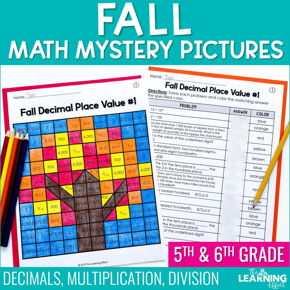 Fall Math Activities Mystery Picture Worksheets Decimals Worksheets Library