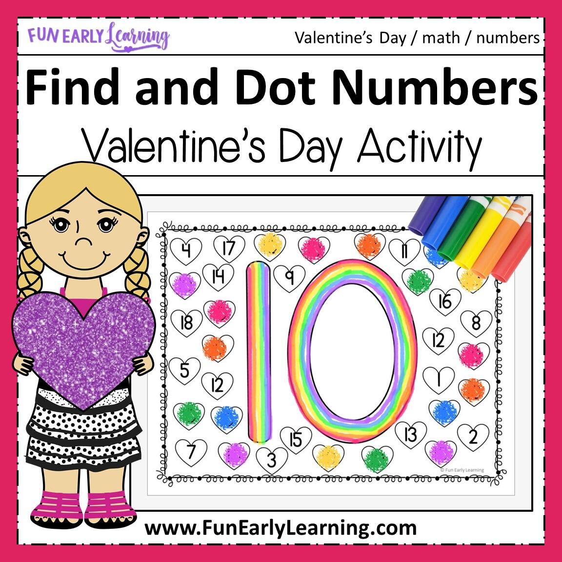 Find And Dot Valentine S Day Numbers Free Printable Fun Early Learning Find And Dot Valentine S Day Numbers Free Printable Fun Early Learning