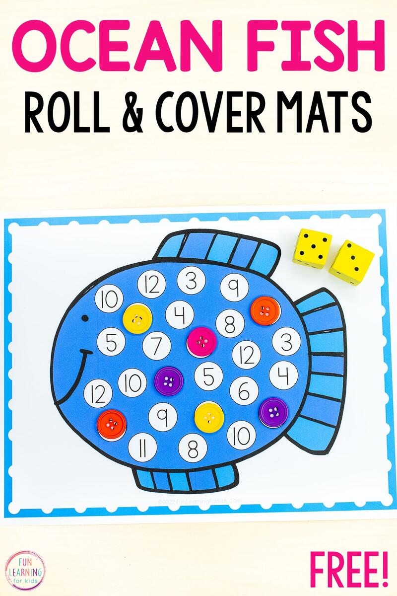 Fish Roll And Cover Number Mats Free Printable Free Roll And Cover Printables The Hollydog Blog