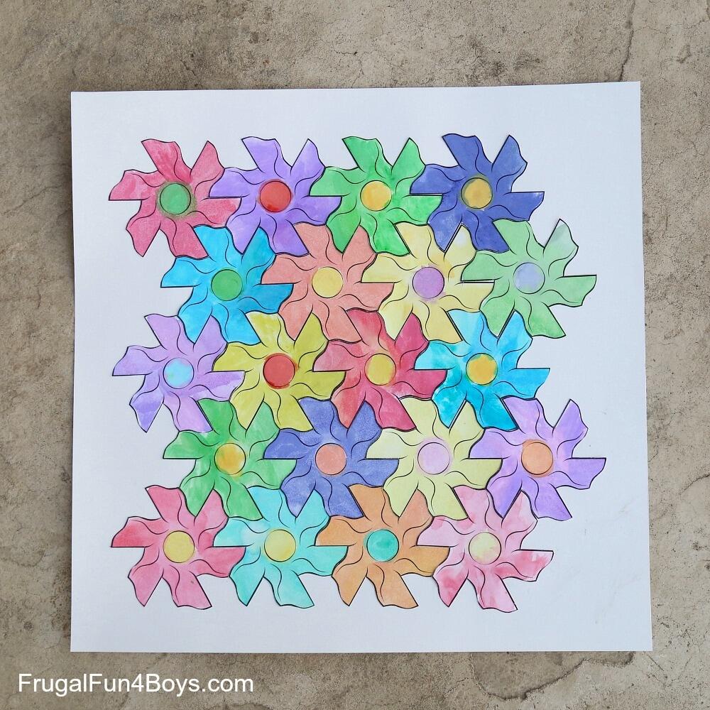Flower Tessellation Activity For Kids With A Printable Template Frugal Fun For Boys And Girls Flower Tessellation Activity For Kids With A Printable Template Frugal Fun For Boys And Girls