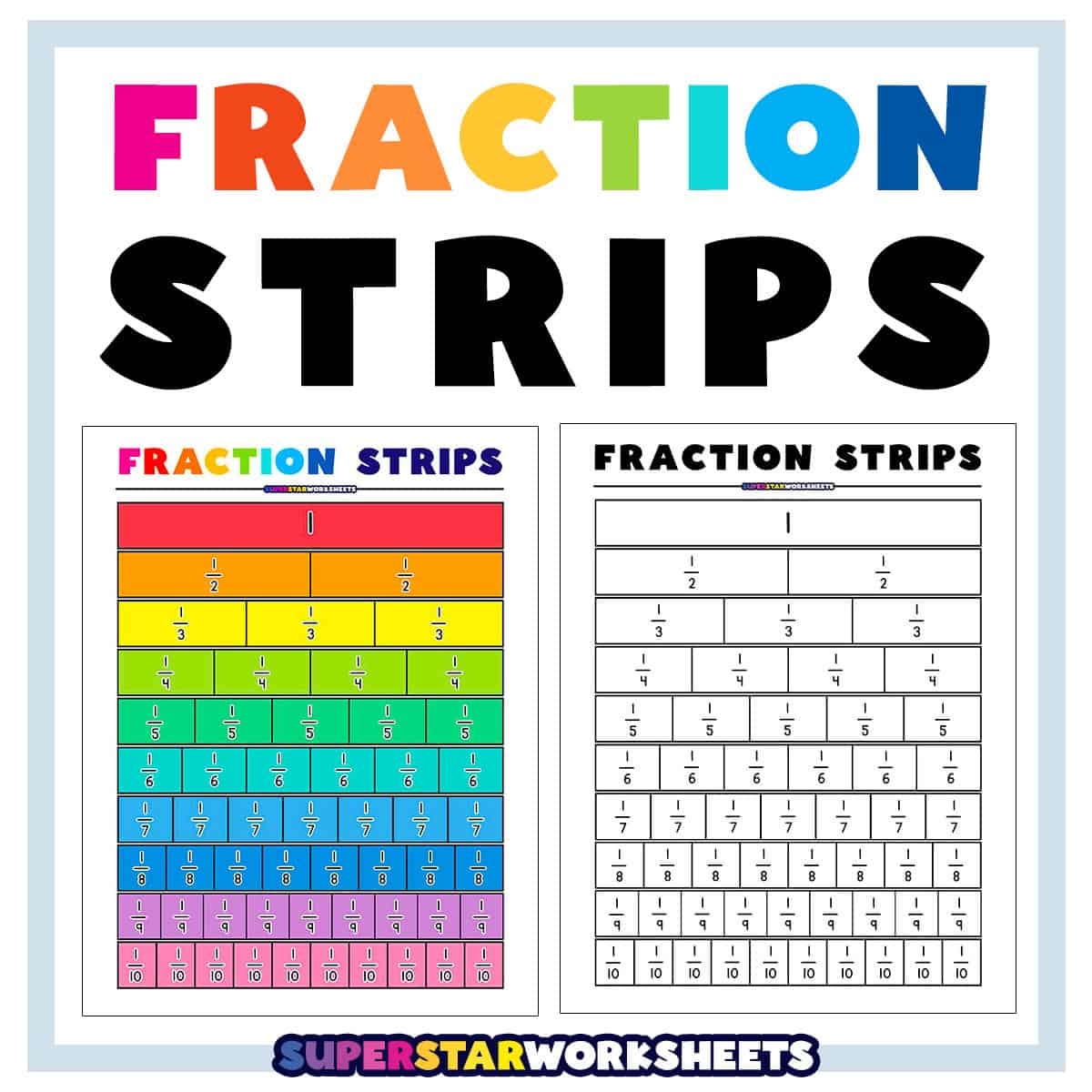 Printable Fraction Strips And Fraction Bars Free Printables Lettering SVG Files Tools Apps