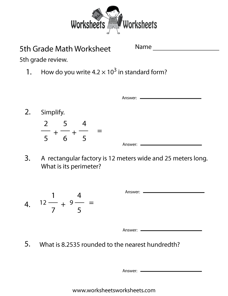 Free 5th Grade Math Worksheets Practice Sheets For Elementary Students Free 5th Grade Math Worksheets Practice Sheets For Elementary Students