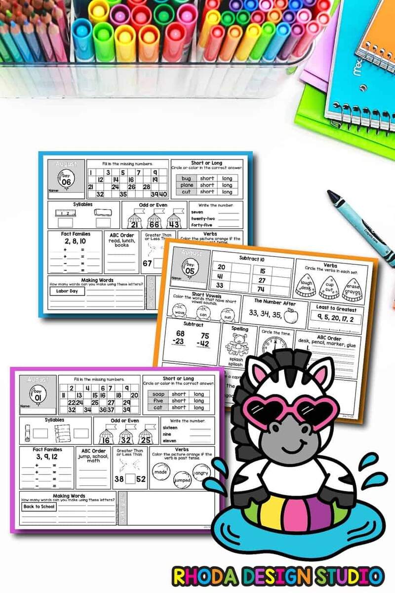 Free August Morning Bell Work Worksheets For 2nd Grade Free August Morning Bell Work Worksheets For 2nd Grade