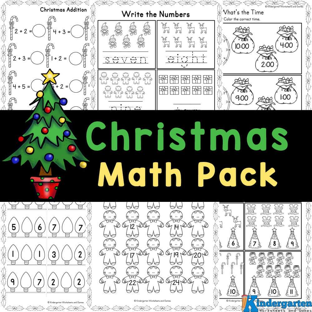 FREE Christmas Math Worksheets For Kindergarten