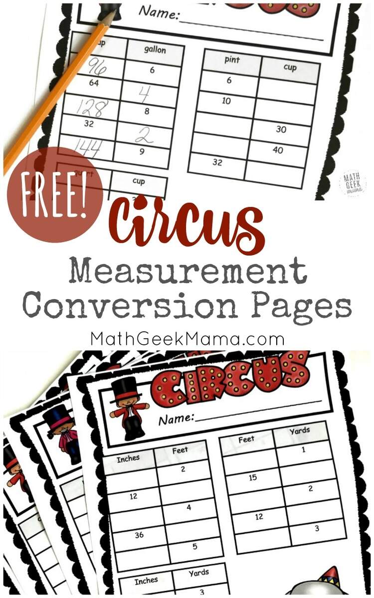 FREE Circus Themed Conversion Worksheets