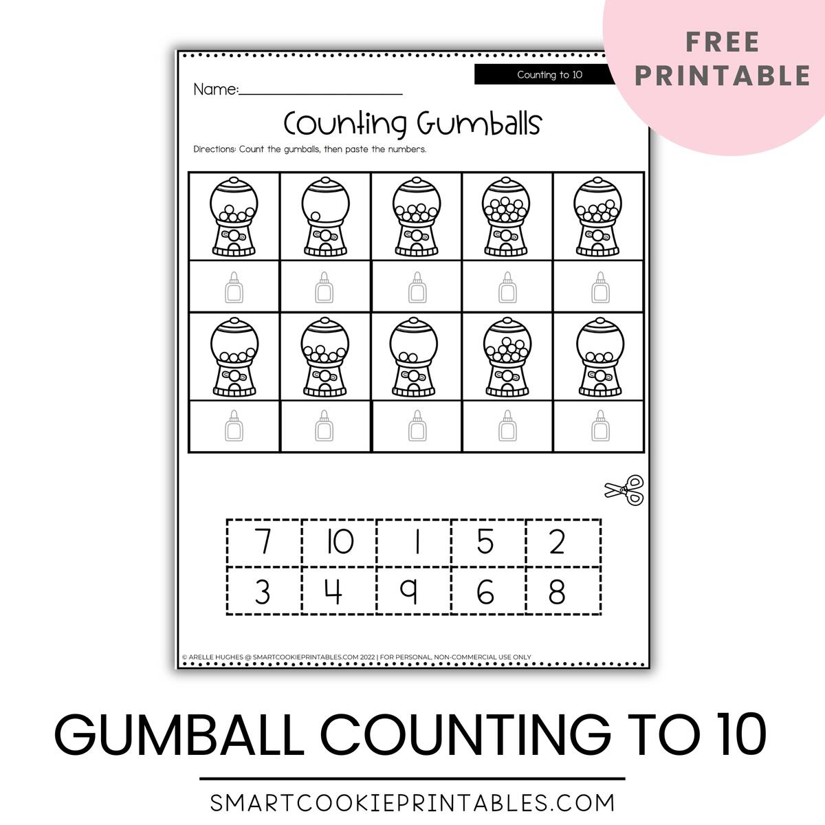 Free Counting To 10 Gumball Worksheets Smart Cookie Printables Free Counting To 10 Gumball Worksheets Smart Cookie Printables