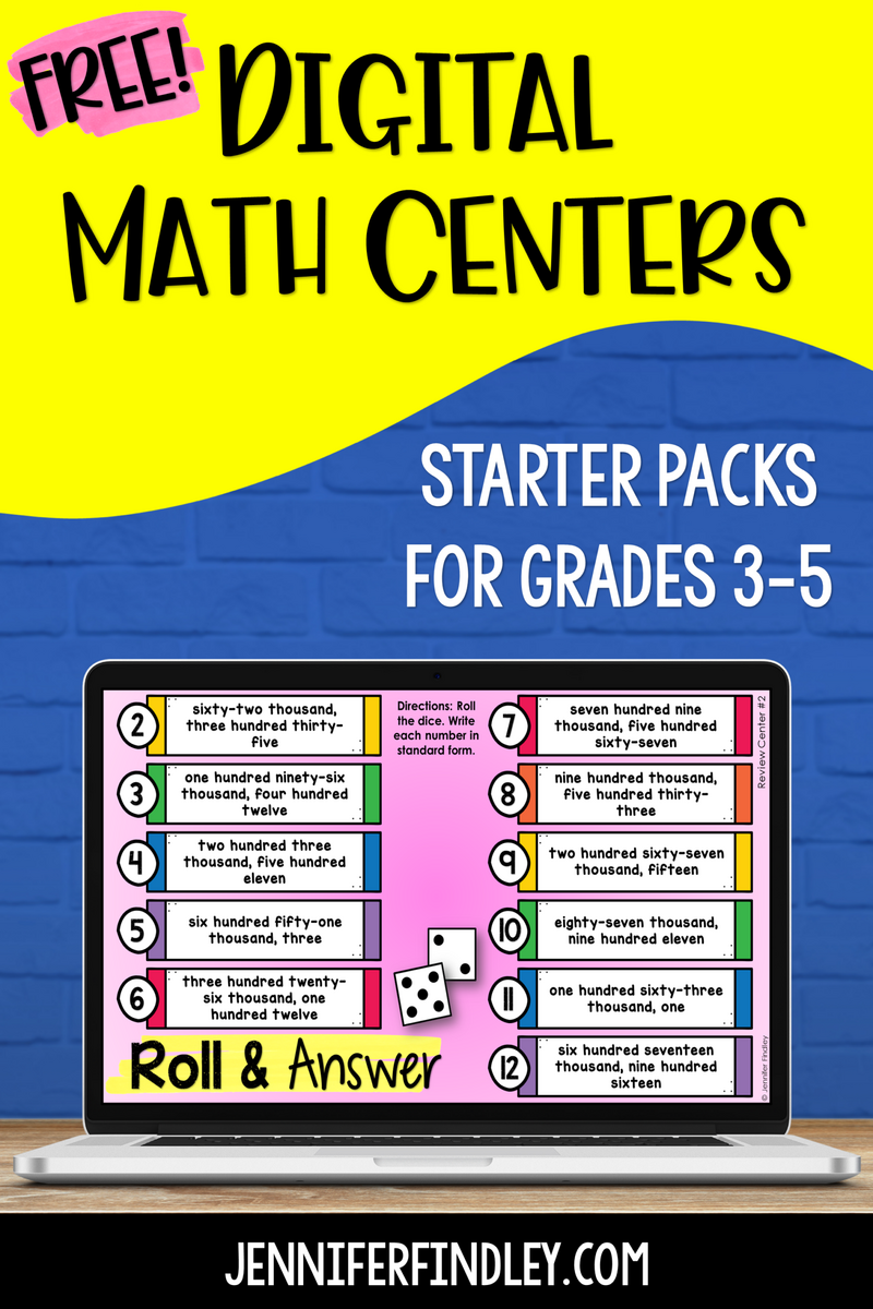 Free Digital Math Centers Starter Pack Teaching With Jennifer Findley