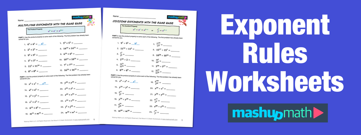 Free Exponent Rules Worksheets Printable With Answers Mashup Math Free Exponent Rules Worksheets Printable With Answers Mashup Math