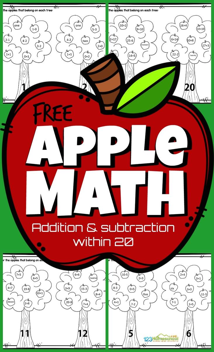 FREE Printable Apple And Apple Seed Counting Worksheets