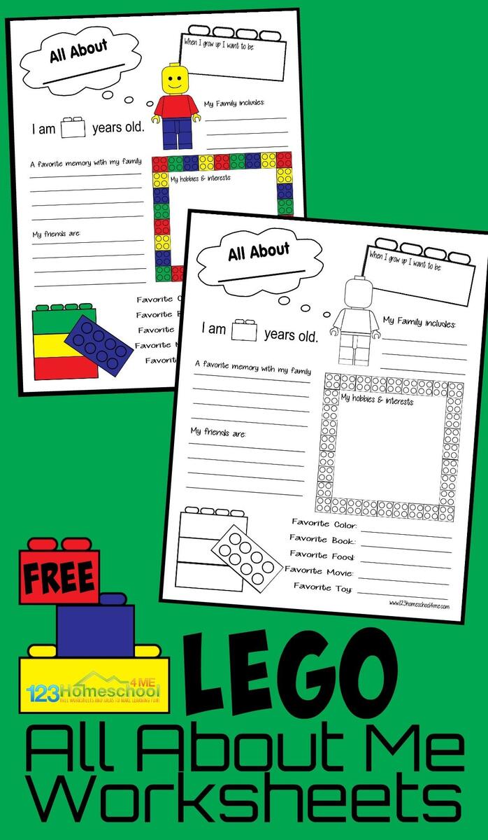 FREE Lego All About Me Worksheet Printables