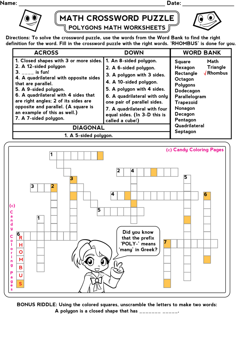 Free Math Games And Math Worksheets Free Crossword Puzzles Penny Candy Math Worksheets The Best Free 6th Grade Math Resources Complete List Mashup Math Worksheets Library