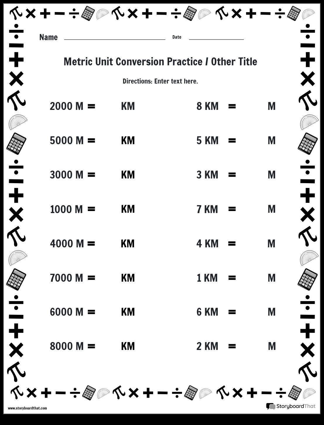 Free Metric Worksheets Customize With Storyboard That Free Metric Worksheets Customize With Storyboard That