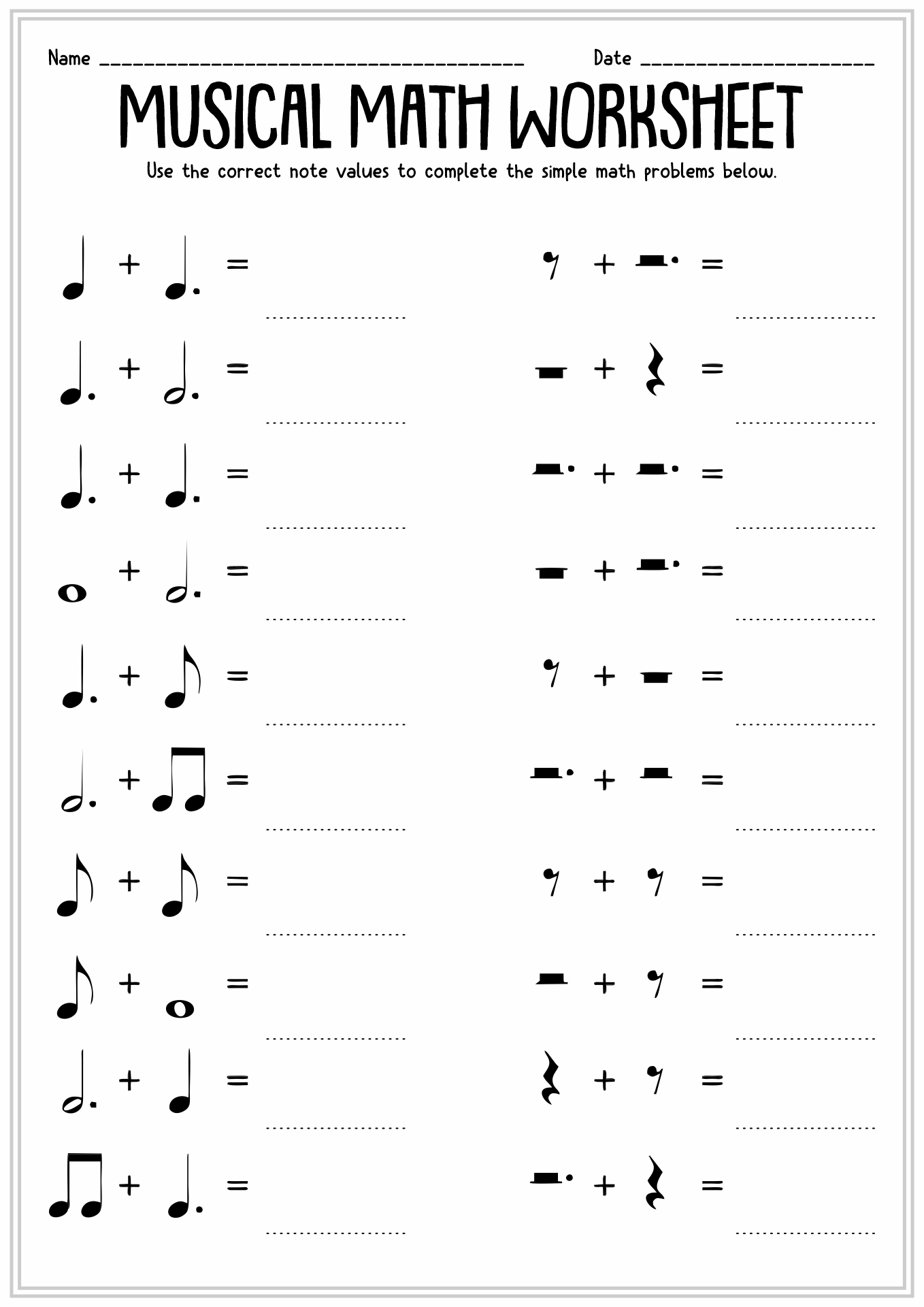 Free Musical Notes Worksheet Printable Download Free Musical Notes Worksheet Printable Png Images Free Worksheets On Clipart Library