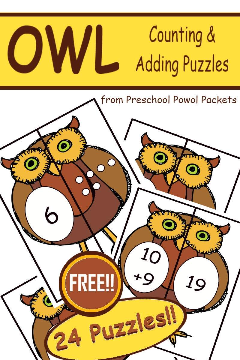 FREE Owl Counting Adding Puzzles