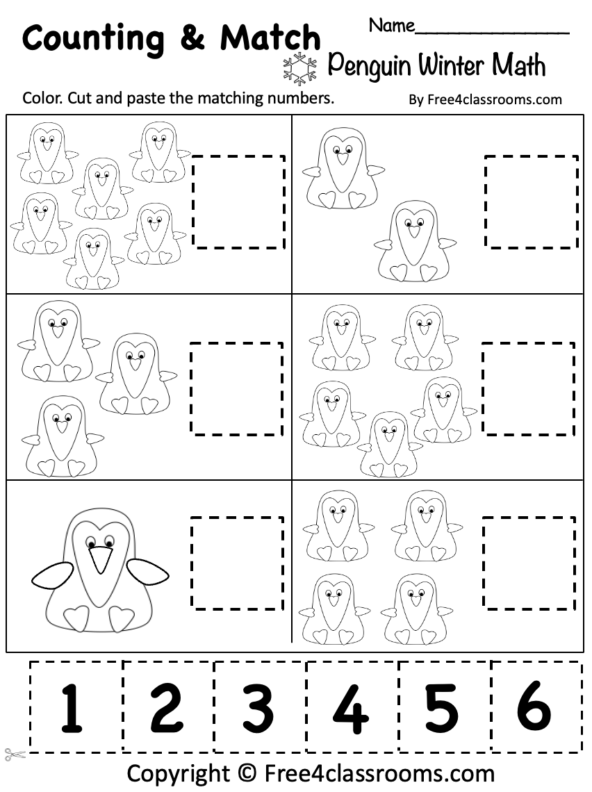 Free Penguin Math Worksheet L Printable For Preschool Free Worksheets Free4Classrooms Free Counting Practice Worksheet For Preschool