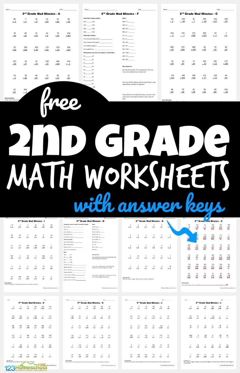 Free Printable Addition Worksheet For Second Grade