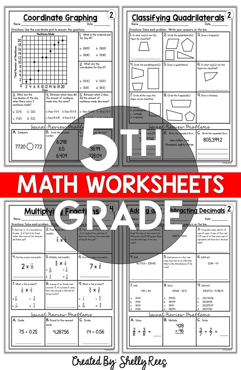 Free Printable 5th Grade Common Core Math Worksheets Appletastic Learning Free Printable 5th Grade Math Review Worksheet