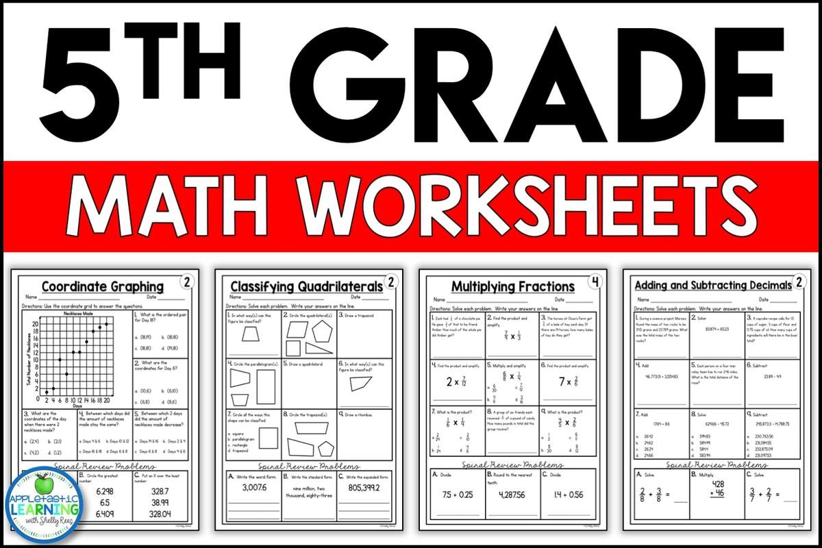 5th Grade Math Worksheets PDF Printable PDF Worksheets Cazoom Math