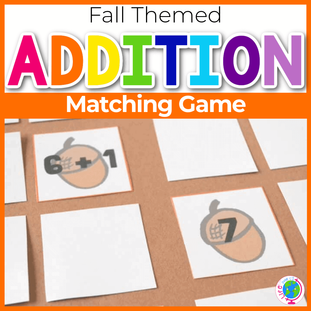 Free Printable Acorn Addition Facts Memory Game