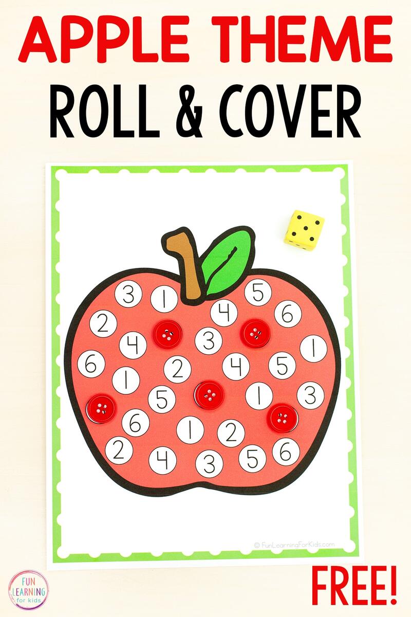 Free Printable Apple Roll And Cover Number Mats