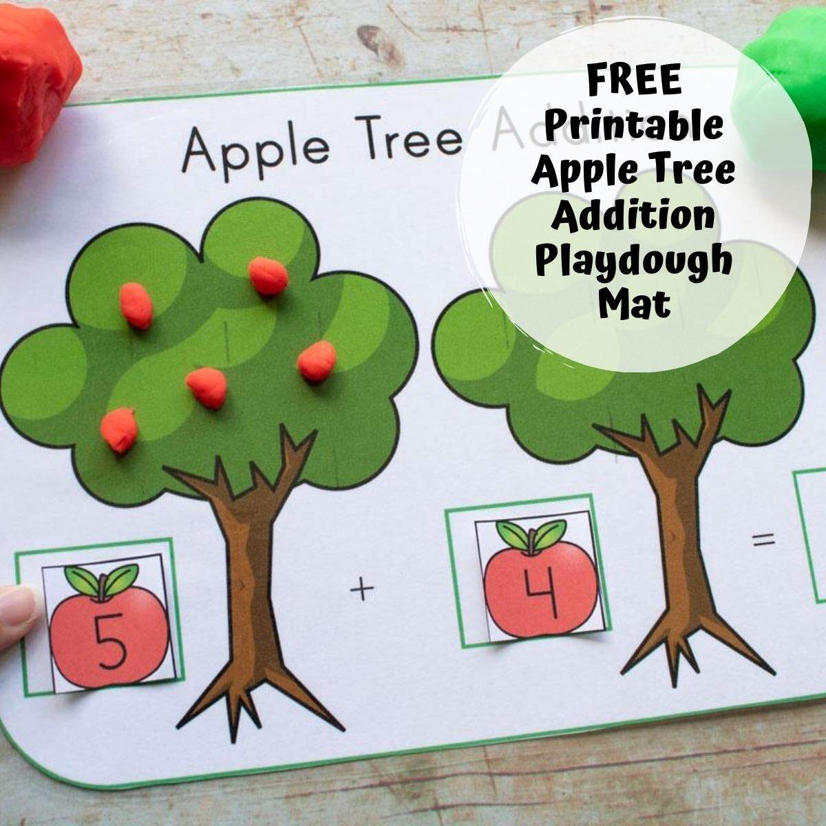 FREE Printable Apple Tree Playdough Mat For Addition